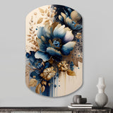 Blue And Gold Floral Bunch III - Asymmetric Metal Wall Art