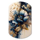 Blue And Gold Floral Bunch III - Asymmetric Metal Wall Art