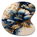 Blue And Gold Floral Bunch III - Asymmetric Metal Wall Art