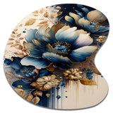 Blue And Gold Floral Bunch III - Asymmetric Metal Wall Art