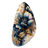 Blue And Gold Floral Bunch III - Asymmetric Metal Wall Art