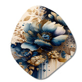 Blue And Gold Floral Bunch III - Asymmetric Metal Wall Art