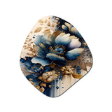 Blue And Gold Floral Bunch III - Asymmetric Metal Wall Art