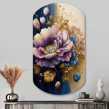 Purple And Blue Watercolor Flowers III - Asymmetric Metal Wall Art