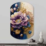 Purple And Blue Watercolor Flowers III - Asymmetric Metal Wall Art