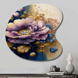 Purple And Blue Watercolor Flowers III - Asymmetric Metal Wall Art