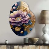 Purple And Blue Watercolor Flowers III - Asymmetric Metal Wall Art