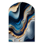 Vibrant Blue And Gold Flow Art II - Asymmetric Metal Wall Art