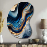 Vibrant Blue And Gold Flow Art II - Asymmetric Metal Wall Art