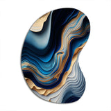 Vibrant Blue And Gold Flow Art II - Asymmetric Metal Wall Art