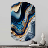 Vibrant Blue And Gold Flow Art II - Asymmetric Metal Wall Art