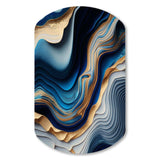 Vibrant Blue And Gold Flow Art II - Asymmetric Metal Wall Art