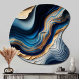 Vibrant Blue And Gold Flow Art II - Asymmetric Metal Wall Art