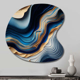 Vibrant Blue And Gold Flow Art II - Asymmetric Metal Wall Art