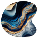 Vibrant Blue And Gold Flow Art II - Asymmetric Metal Wall Art