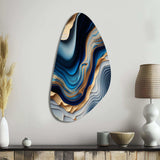 Vibrant Blue And Gold Flow Art II - Asymmetric Metal Wall Art