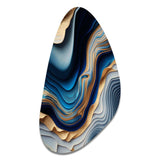 Vibrant Blue And Gold Flow Art II - Asymmetric Metal Wall Art