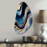 Vibrant Blue And Gold Flow Art II - Asymmetric Metal Wall Art