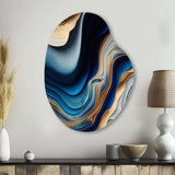 Vibrant Blue And Gold Flow Art II - Asymmetric Metal Wall Art