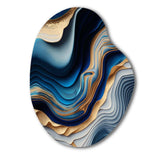 Vibrant Blue And Gold Flow Art II - Asymmetric Metal Wall Art