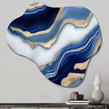 Vibrant Blue And Gold Flow Art III - Asymmetric Metal Wall Art