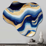 Vibrant Blue And Gold Flow Art IV - Asymmetric Metal Wall Art