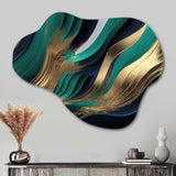 Green And Gold Agate I - Asymmetric Metal Wall Art