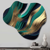 Green And Gold Agate I - Asymmetric Metal Wall Art