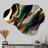 Green And Gold Agate II - Asymmetric Metal Wall Art