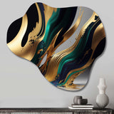 Green And Gold Agate II - Asymmetric Metal Wall Art