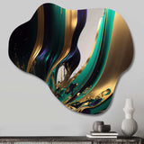 Green And Gold Agate III - Asymmetric Metal Wall Art