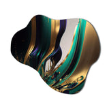 Green And Gold Agate III - Asymmetric Metal Wall Art