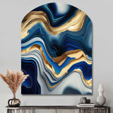 Vibrant Blue And Gold Agate II - Asymmetric Metal Wall Art