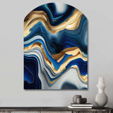 Vibrant Blue And Gold Agate II - Asymmetric Metal Wall Art