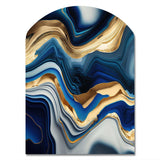 Vibrant Blue And Gold Agate II - Asymmetric Metal Wall Art