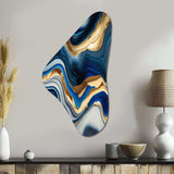 Vibrant Blue And Gold Agate II - Asymmetric Metal Wall Art