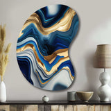 Vibrant Blue And Gold Agate II - Asymmetric Metal Wall Art