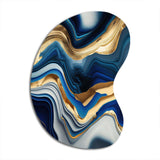 Vibrant Blue And Gold Agate II - Asymmetric Metal Wall Art