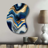 Vibrant Blue And Gold Agate II - Asymmetric Metal Wall Art