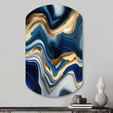 Vibrant Blue And Gold Agate II - Asymmetric Metal Wall Art