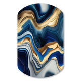 Vibrant Blue And Gold Agate II - Asymmetric Metal Wall Art