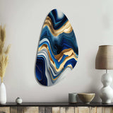 Vibrant Blue And Gold Agate II - Asymmetric Metal Wall Art