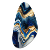 Vibrant Blue And Gold Agate II - Asymmetric Metal Wall Art