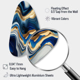 Vibrant Blue And Gold Agate II - Asymmetric Metal Wall Art