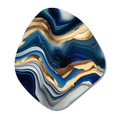 Vibrant Blue And Gold Agate II - Asymmetric Metal Wall Art