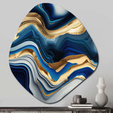 Vibrant Blue And Gold Agate II - Asymmetric Metal Wall Art