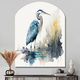 Cute Heron In A Lake Floral Art III - Asymmetric Metal Wall Art