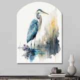 Cute Heron In A Lake Floral Art III - Asymmetric Metal Wall Art