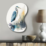 Cute Heron In A Lake Floral Art III - Asymmetric Metal Wall Art