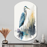 Cute Heron In A Lake Floral Art III - Asymmetric Metal Wall Art